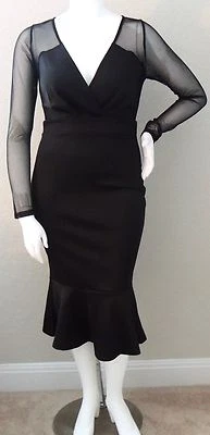 Sexy Diva Fit & Flare Sheer Accent Mermaid Dress Black Plus 1XL & 2XL - New! - Image 1 of 3