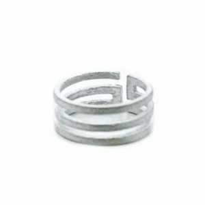 Greek Key Ring .925 Solid Sterling Frosted Silver Adjustable L to R Band R007 - Picture 1 of 6