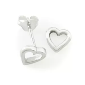 Pendientes de poste a corazón abierto de 8 mm en plata esterlina '925' - ¡Precio reducido! - Imagen 1 de 9