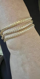 10k Gold bicolor gewebtes Armband - stapelbar bicolor 7,25" Gliederkette Armband - Bild 1 von 9