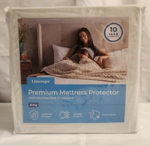 Linenspa - Premium Mattress Protector - White - King - Picture 1 of 9