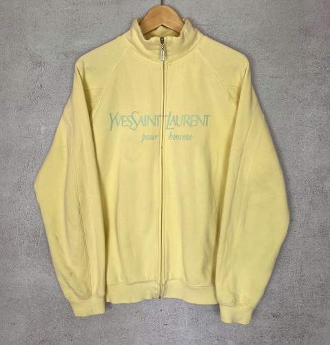 SAINT LAURENT (YSL) Autentica giacca felpa vintage Yves Saint Laurent logo palude zip intera gialla taglia M