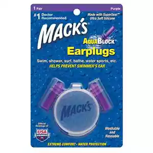 NEW Macks AquaBlock Reusable Swimming Ear Plugs (1 Pair) - Picture 1 of 6