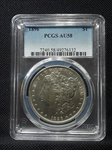 1896 Morgan Silver Dollar PCGS AU 58 - Picture 1 of 2