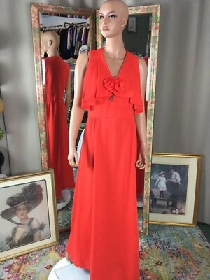 Maxi Vestido De Colección Leslie Faye Naranja Sin Mangas En Capas Acento Corpiño Talla 10 Foto 1 de 4