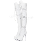 Women Thigh High Boots Wide Calf Heels Punk Party Boots Gothic Shoes   34-52