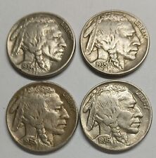 4 Buffalo Nickels 1934, 1935, 1936D, 1936