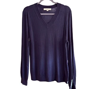 Loft Size XL Navy Blue Long Sleeve Acrylic Blend V Neck Lightweight Sweater - Picture 1 of 5