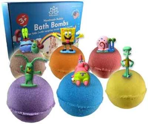 Bombas de baño para niños con juguetes sorpresa Bob Esponja en el interior hechas en EE. UU. - Imagen 1 de 6