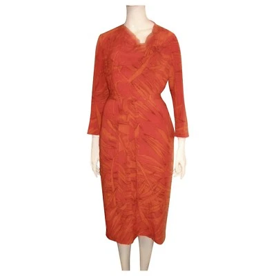 Escada multicoloured (flame) silk dress, UK 10/12 (very generous) - Image 1 of 4