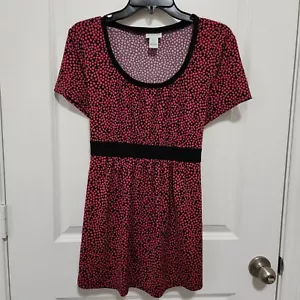 Motherhood Large Pink Black Polka Dot Short Sleeve Maternity Blouse - Picture 1 of 5
