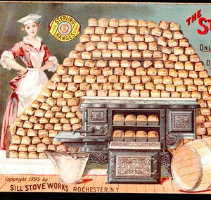 Antique Stove Sterling Range Rochester NY New Britain CT Ad Victorian Trade Card - Picture 1 of 12