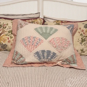 Vintage 90er Pastell Blumen Oma FAN Patchwork Quilt Standard Kissenbezug - Bild 1 von 7