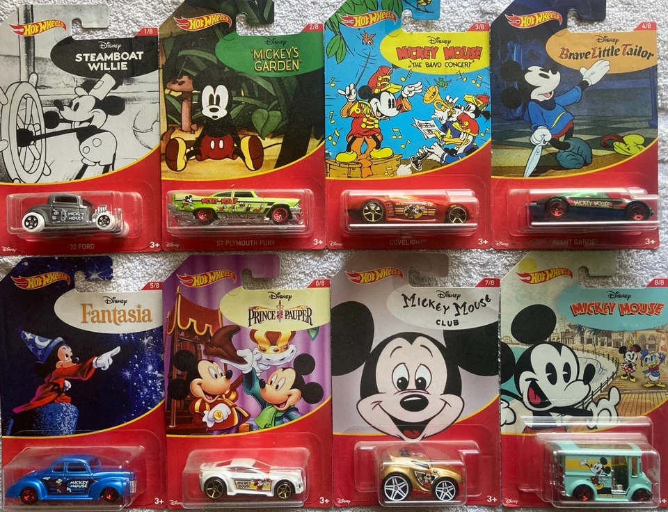 Hot Wheels Mickey Mouse (complete set of 8) 2017 Mainline - Image 1 of 1