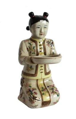 Chinesische Figur 04  Keramik Mandarin Dekoration China Asien Bauer Geisha gelb - Bild 1 von 4
