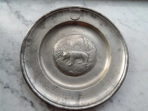 BÄREN - Schiessen 1931 Priv. Schützengesellschaft Zwickau Zinnteller - Picture 1 of 9