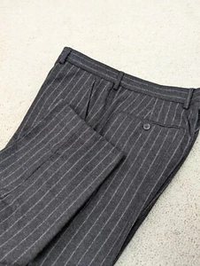 Pantalones de franela de lana para hombre 36x32 gris tiza rayas productor expreso ajustados cónicos - Imagen 1 de 9