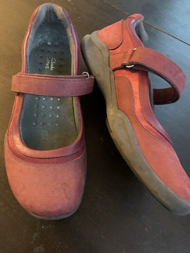 Scarpe da donna Clarks taglia UK 6D Wave Walk rosse Mary Jane ballerine