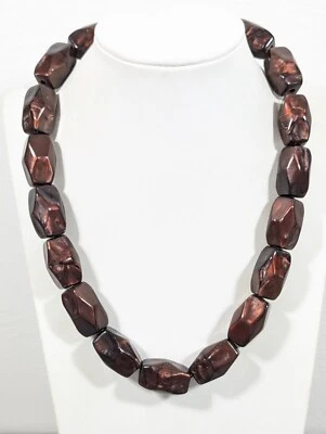 Collar Marrón Perlado Pepita Gruesa Cuentas Distintivo Boho Tribal Retro 21 pulgadas Foto 1 de 4