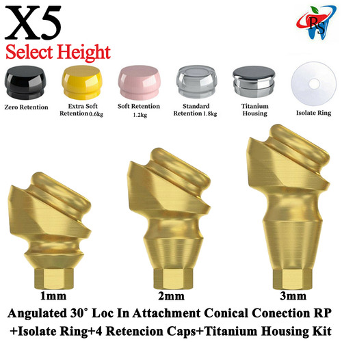 5x Kit Angulated 30˚ Loc In Attachment Conical RP Retention Caps ...