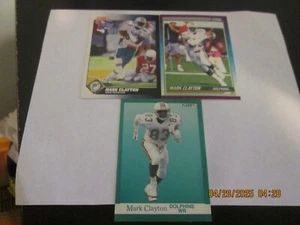 MARK CLAYTON DOLPHINS ASSORTED YEARS SCORE, FLEER CARDS #480, 212, 118 - Picture 1 of 2