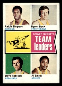 1974 Topps Basketball #222 Nuggets Team Leaders EX/MT *d6