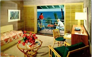 Cartolina vintage Hawaii HI vista camera ospiti al Kona Inn Kailua-Kona - Foto 1 di 3