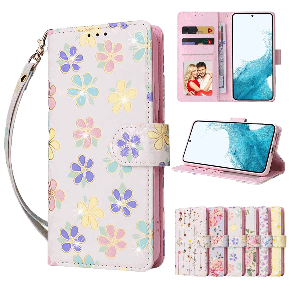 Flip Flower Wallet Phone Case For Samsung A14 A34 A54 A16 A05S A15 A04E A13 A35 - Image 1 of 4