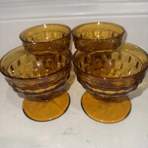 Vtg Indiana / Amber Glass Whitehall Dessert Ice Cream Cups Set of 4 - Picture 1 of 4