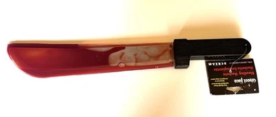 Machete/cuchillo sangrante - cara fantasma - grito - accesorio de disfraz - utilería de arma Foto 1 de 4
