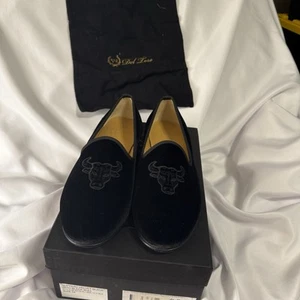 Del Toro black velvet bull loafers Size 11 Made In Italy NIB - Picture 1 of 9