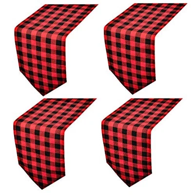 4 Pack Buffalo Check Table Runners Red and Black Plaid 72 inches Red & Black - Image 1 of 4