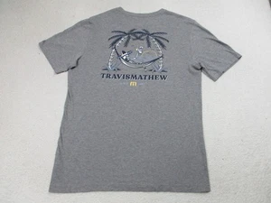 Travis Mathew Shirt Mens Medium Gray Palm Tree Hammock Graphic Pima Cotton Tee - Picture 1 of 7