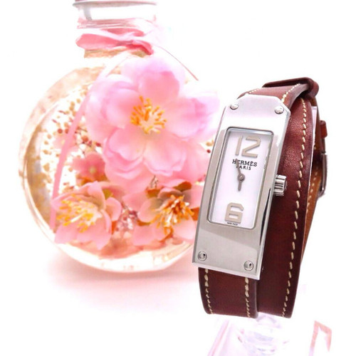 Orologio Hermès Kelly 2 Double Tour KT1.210 Quarzo Donna Quadrante Bianco