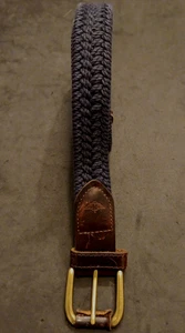Vtg Size 34 Dockers Blue Braided Belt W/ Leather Tabs & Brass Buckle 2593 - Picture 1 of 9