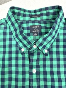 Camisa Clásica J.Crew Para Hombre XL Flex Lavado Verde/Azul Guinga Algodón Manga Larga - Imagen 1 de 7