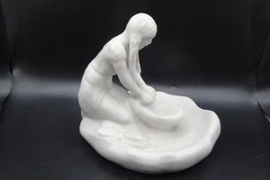 Vintage Signed Van Briggle Pottery Native Maiden Grinding Corn White Satin Glaze - Picture 1 of 19