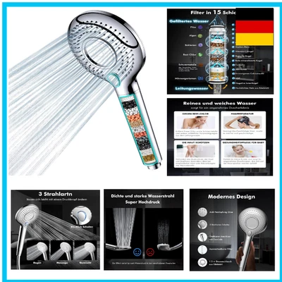 15-Schicht-Filter Duschkopf | Hochdruck | 3 Strahlarten - Bild 1 von 4