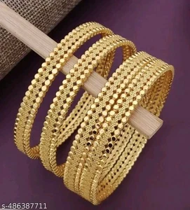 Antique Golden Bangle Stylish Chudiya Bridal Bangle Wedding Set (4Pcs) - Picture 1 of 2