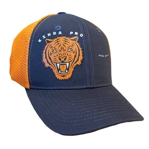 Hat Trucker Style "Here Kitty " By Kinda Pro Fitted Cap In Orange/Gray L/XL - Picture 1 of 5