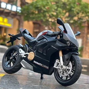 1:12 Ducati Panigale V4S Alloy Diecast Motorcycle Model Black w/ Sound & Light - Picture 1 of 12