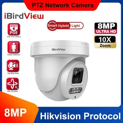 4K 8MP 10X Zoom Security Camera Dual Lights PoE PTZ Cam Human&Vehicle Detection - Image 1 of 4