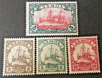 Samoa 1915 complete set of 4 Water marked Perf 14.5 x 14. Mint Hinged. Scarce - Image 1 of 3