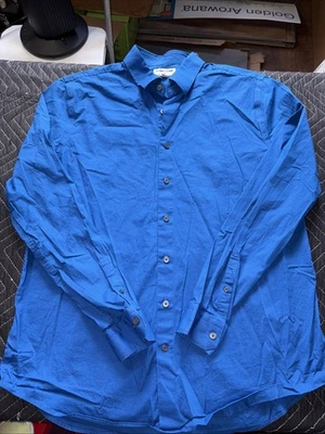 Camisa con botones Express 1MX para hombre talla XLBazul calce ajustado manga larga Foto 1 de 4