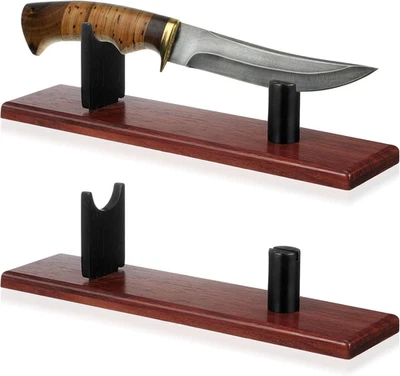 2 peças suporte de exibição de faca de madeira lâmina fixa estojo suporte de faca de bolso para Collecti - Imagem 1 de 4