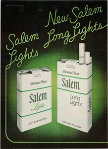 Salem Lights Long Lights 1976 Vintage Print Ad Menthol Fresh Cigarettes - Bild 1 von 1