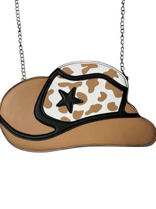 Cowboy Cowgirl Hut geformte Umhängetasche Reißverschluss Kette Riemen neu ohne Etikett - Bild 1 von 8