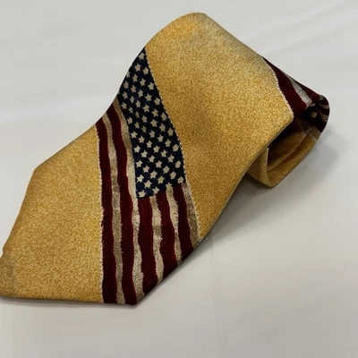 复古 Chaps Ralph Lauren 美国国旗领带 7 月 4 日星条美国制造 — 第 1/4 张图片