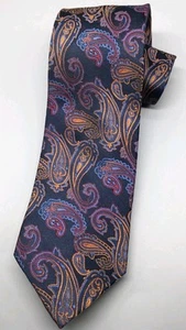 Cravatta Bruno Piattelli Roma design paisley cromata 100% seta fatta a mano - Foto 1 di 6