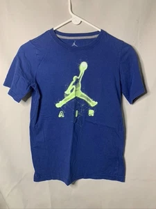 Boy's Air Jordan Size L 12/13 Yrs - Blue & Green Short Sleeve Top Shirt - Picture 1 of 3